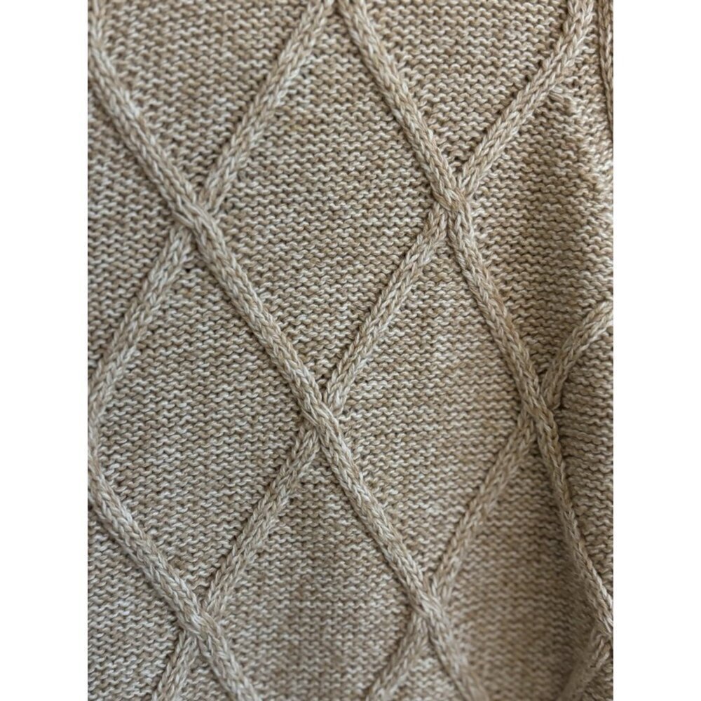 LL Bean Womens Stitchworks Cardigan Sweater Chunky Knit Button Up Khaki Size M - Picture 4 of 10